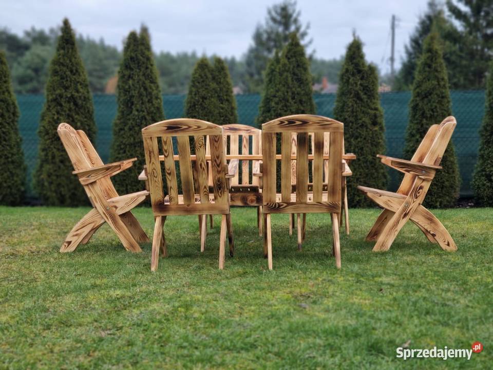 Meble ogrodowe z drewna opalanego meble składane drewno śląskie sprzedam