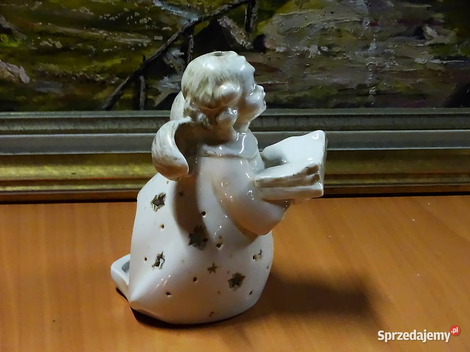 Ceramiczna świecąca figurka anioła Biłgoraj