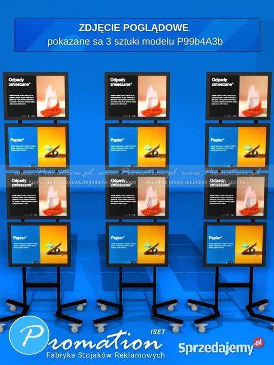 Czarny stojak na plakaty A3 x 4 wersja mobilna Biznes i Przemysł Łódź