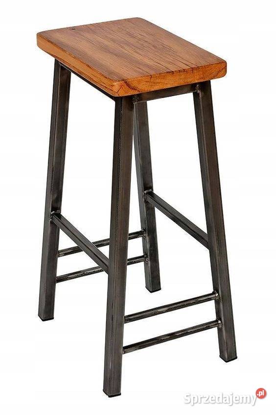 Hoker Stołek LOFT NA WYMIAR barowy DĄB stal Bartoszyce sprzedam