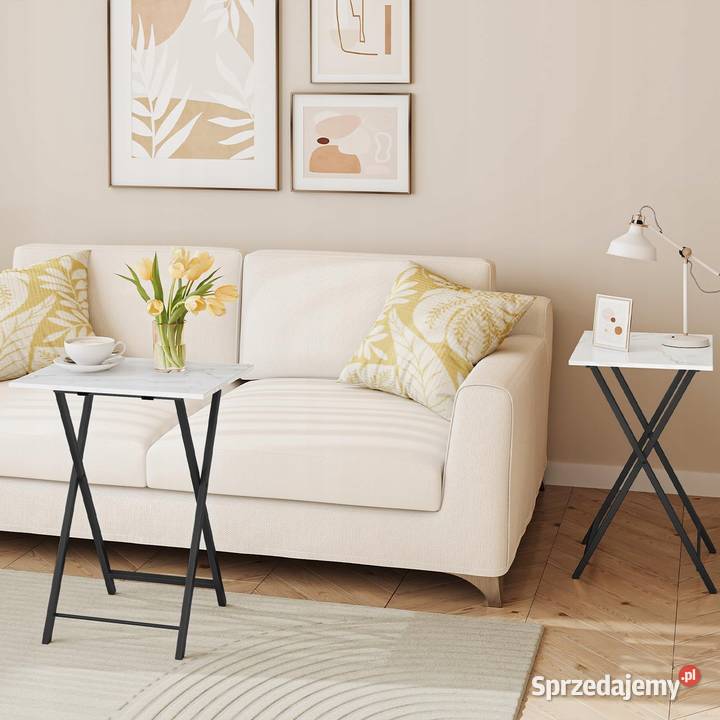 HOOBRO Stolik Składany Marmur Czarny Mały Myszyniec