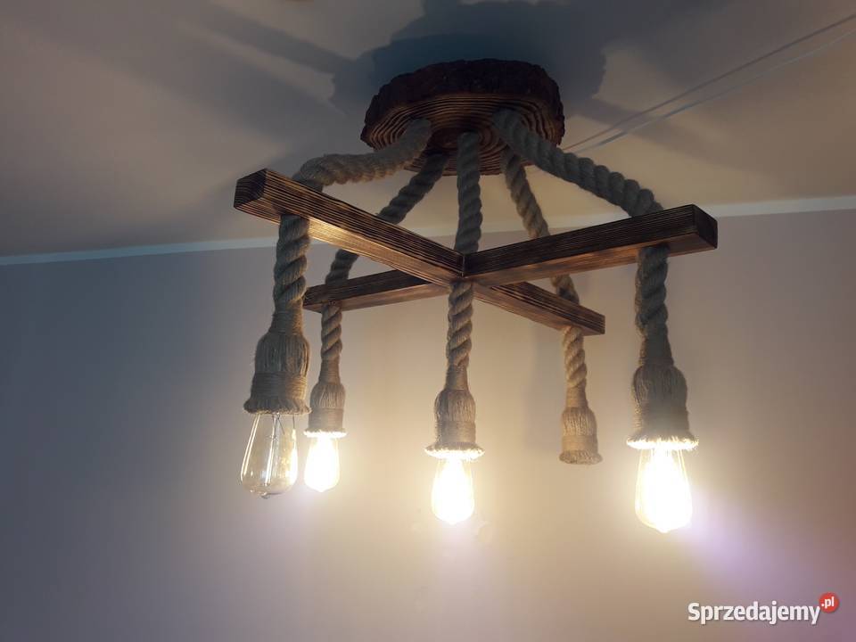 Lampa wisząca K5 z liny jutowej żyrandol 5xE27 z zachodniopomorskie sprzedam