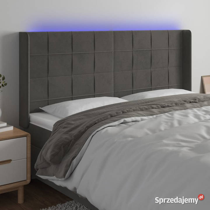 Zagłówek do łóżka z LED ciemnoszary Meble sprzedam