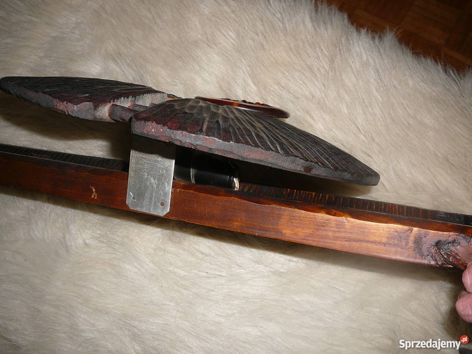 Lampa drewno duża rzeźbiona ścienna rzeźba ze Wrocław