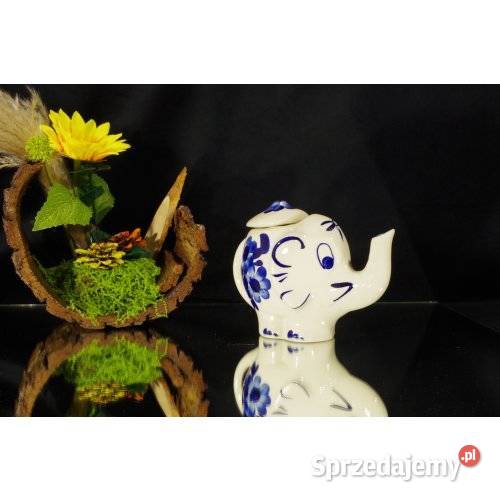 Figuralny czajniczek ceramiczny Słoń kobaltowe sprzedam
