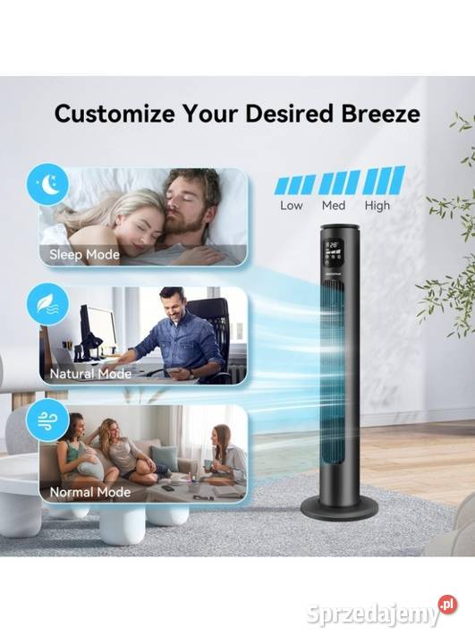 Wentylator kolumnowy z pilotem WiFi Bluetooth 50