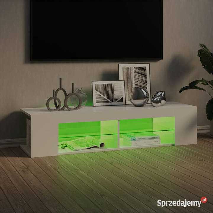 Szafka TV z lampkami LED wysoki połysk biała Warszawa