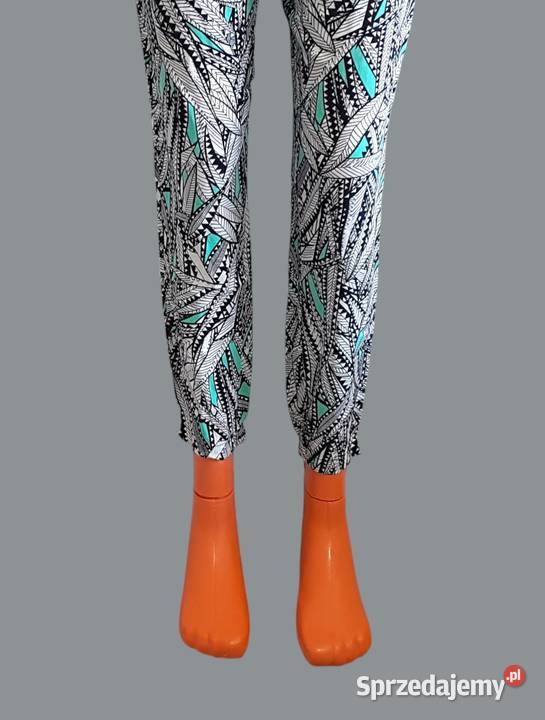 Damskie spodnie materiałowe białe wzorzyste małopolskie Chrzanów