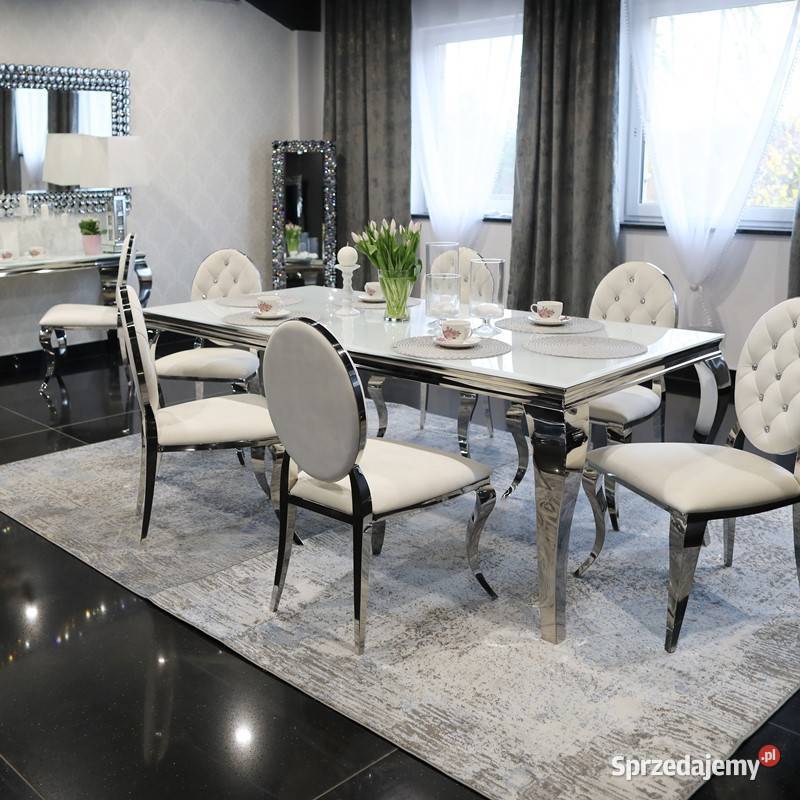 Stół Ludwik glamour 220 Szklany Stylowy Do Dom i Ogród