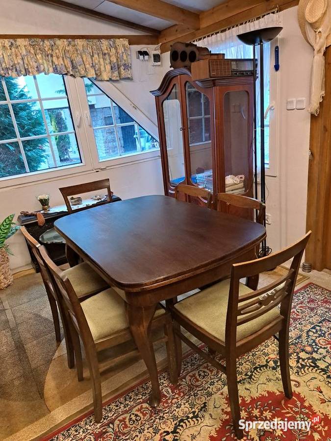 Stół secesja rozkładany krzesła 78cm