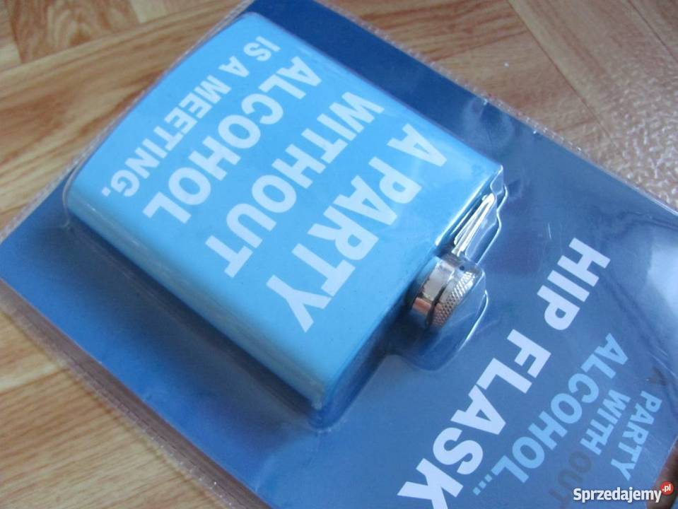 Piersiówka ze stali nierdzewnej niebieska Party lubelskie Zamość