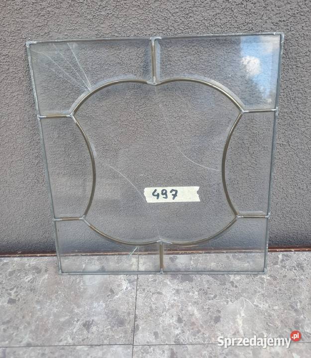 497 Witraż frontu starego zegara fazowane szkło Antyki Tczew sprzedam