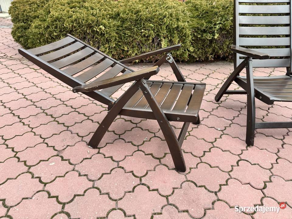 Leżak drewniany ogrodowy na taras brązowy Garwolin