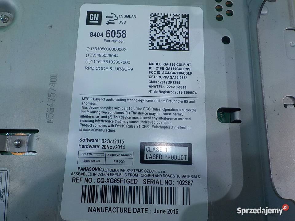 OPEL ASTRA J GTC 14T 16r 3D radio nawigacja Suków