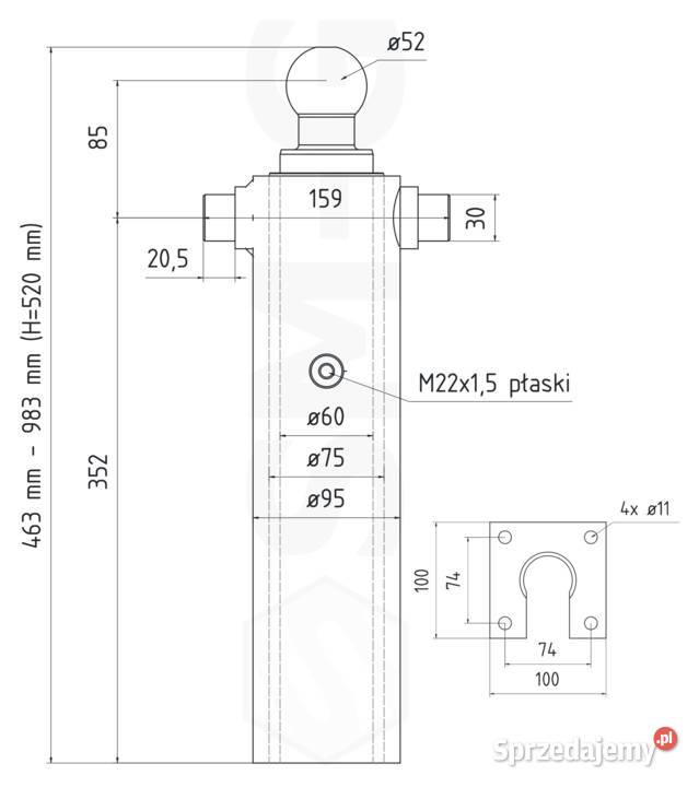 SIŁOWNIK HYDRAULICZNY WYWROTU CYLINDER TŁOK Solec Kujawski sprzedam