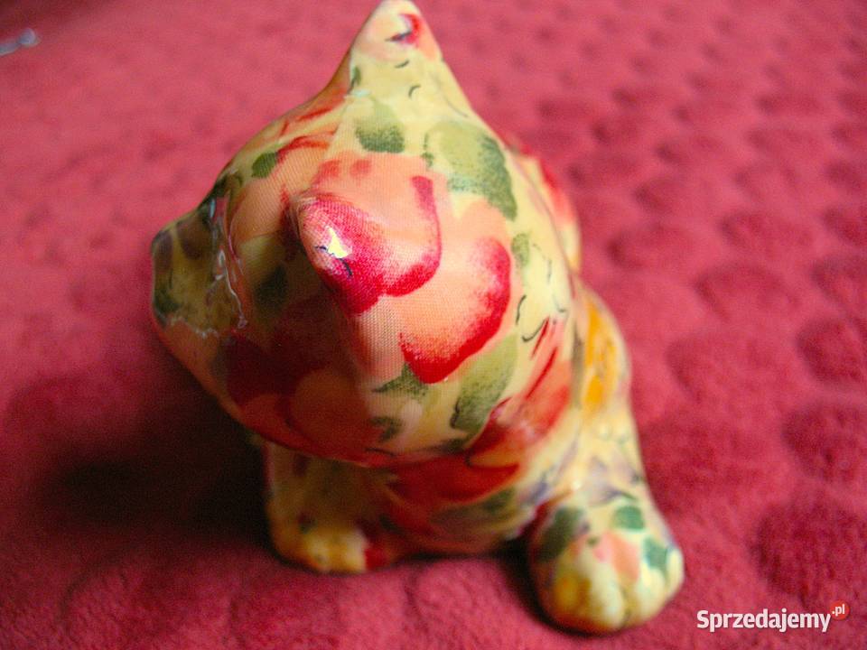 KOT w kwiaty malowany 11 x 18 x 10 Figurka z mazowieckie Siedlce