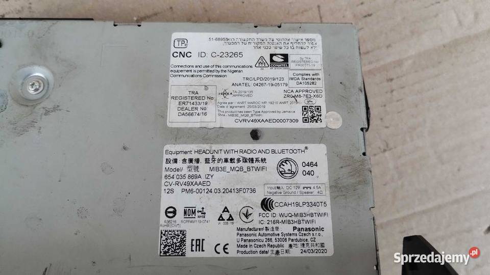 Radio Ekran Wyświetlacz Lcd Mib3 Skoda Scala