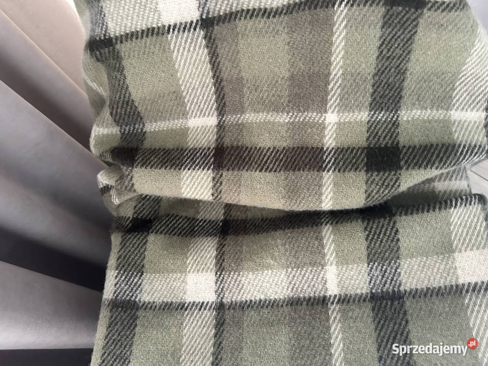 Koc pled motyw krata 100 wełny 150x180