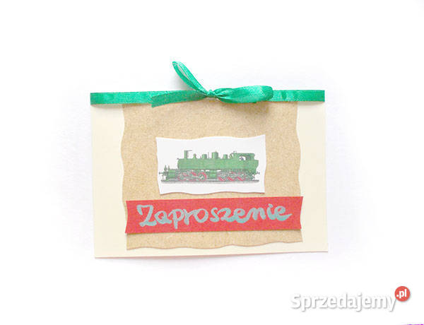 męskie zaproszenie z lokomtywą puste zaproszenie