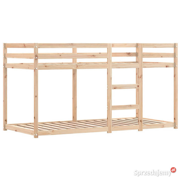 Łóżko piętrowe z zasłonkami białoczarne sosnowe 85cm