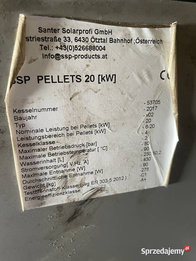 Piec SSP Pellets Kostrzewa 20kW Iłża
