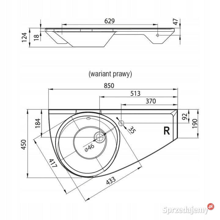 Umywalka asymetryczna Avocado 85x45 prawa Hydraulika i armatura małopolskie Zakopane