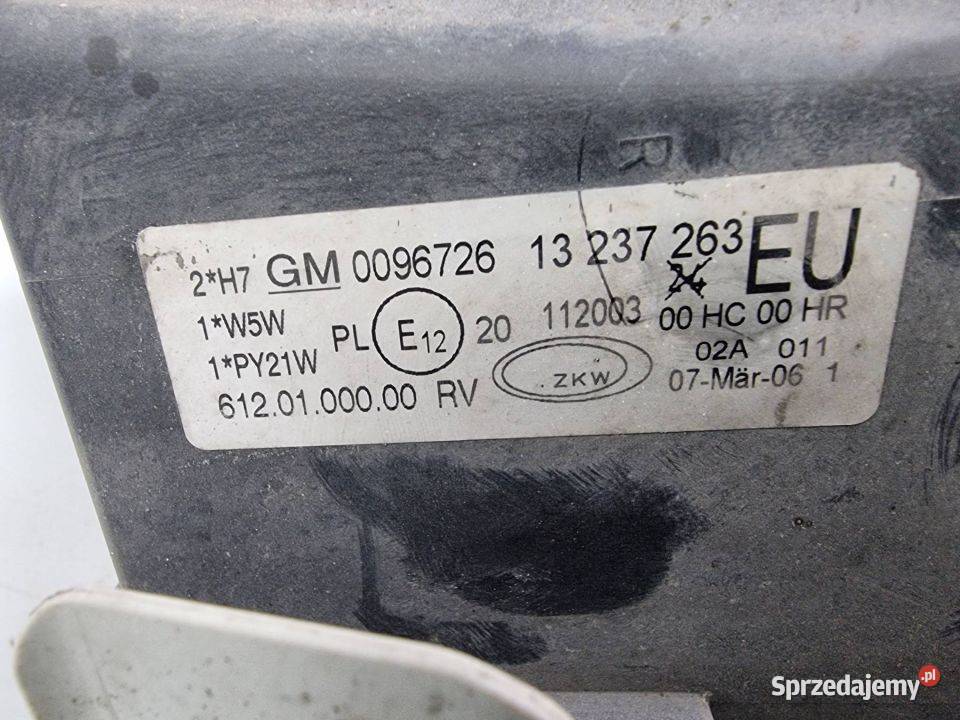 LAMPA LEWA PRZÓD OPEL CORSA C 13237263 SOCZEWKA Pozostałe Lipno
