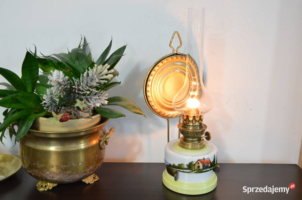 piękna porcelanowa LAMPA NAFTOWA b stara śląskie
