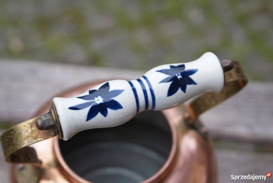 Czajnik miedziany z ceramicznymi uchwytami poj Warszawa