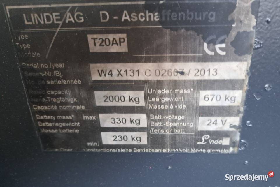 Paleciak elektryczny LINDE T20 AP 235 widły Łubnice