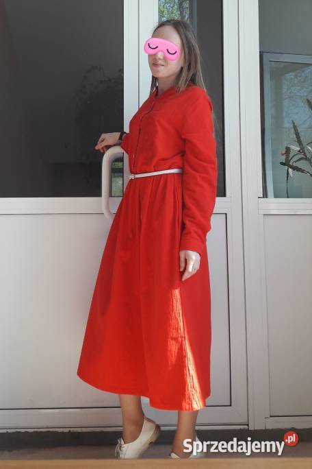 Nowa czerwona sukienka styl vintage 4XL 48 plus Moda i Styl