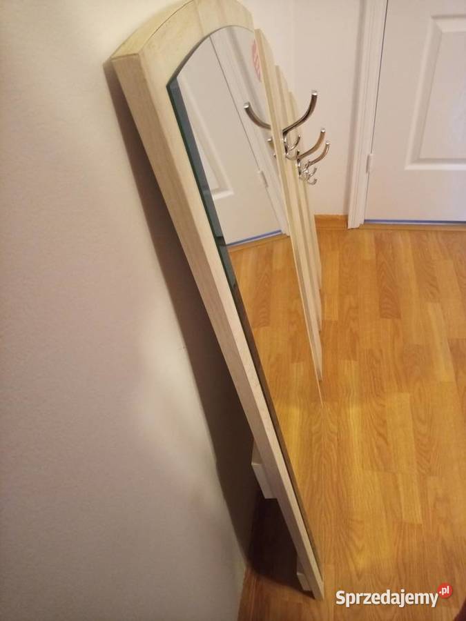 Lustro i wieszaki do przedpokoju szare drewno Pyrzyce