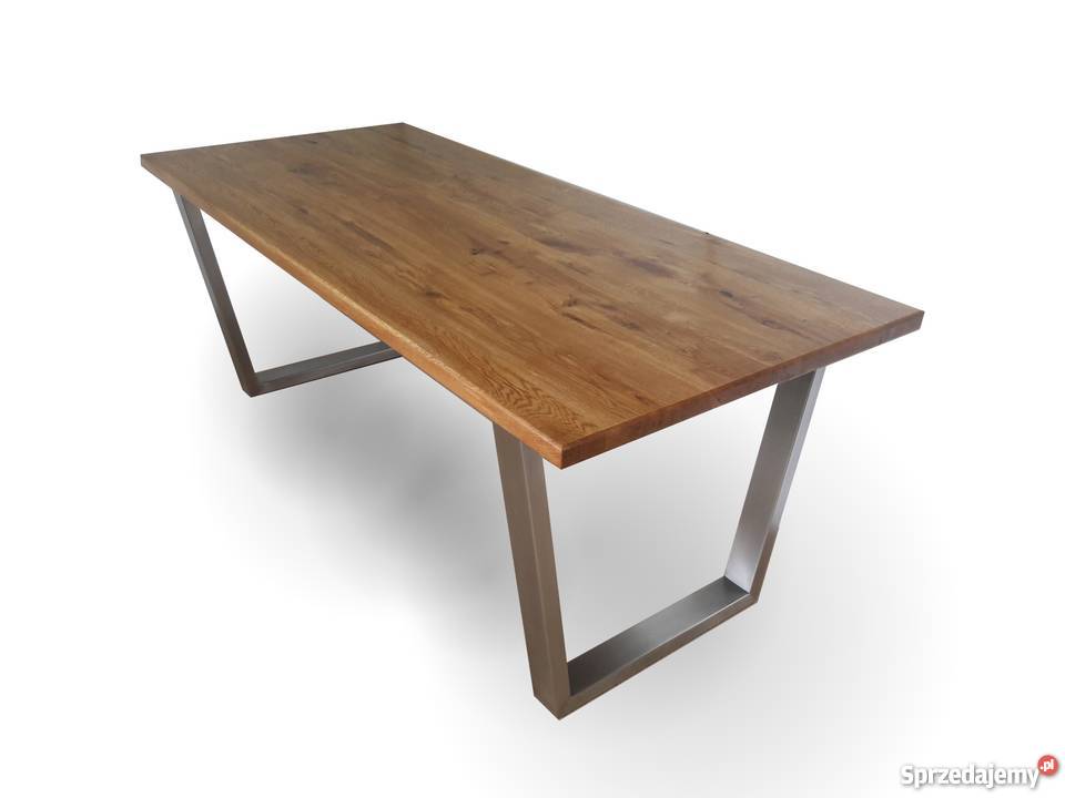 Nowoczesny stół dębowy stal nierdzewna 200cm Dobrodzień