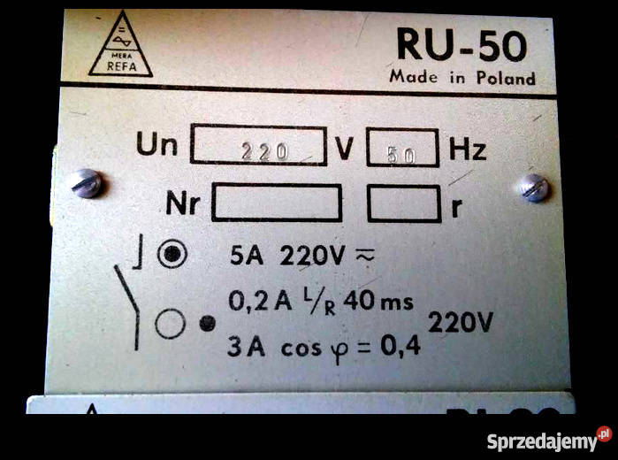 Przekaźnik RU 50 prąd 5A napięcie znamionowe Elektryka i akcesoria