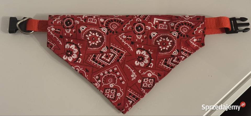 Czerwona bandamka psa z regulowanym zapięciem Pruszków sprzedam
