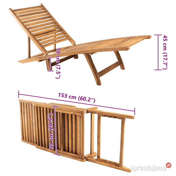 Leżak lite drewno tekowe WM316151
