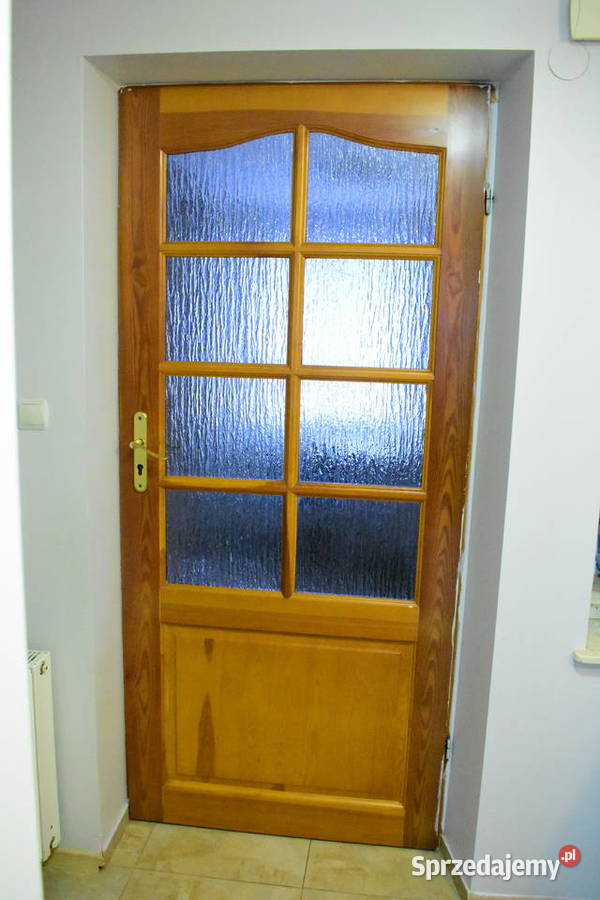 Duże drewniane drzwi ze szkłem wewnętrzne 98 cm x 220 cm
