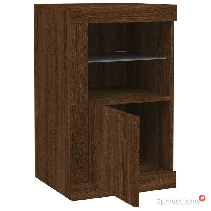 Szafki z LED 2 brązowy dąb materiał