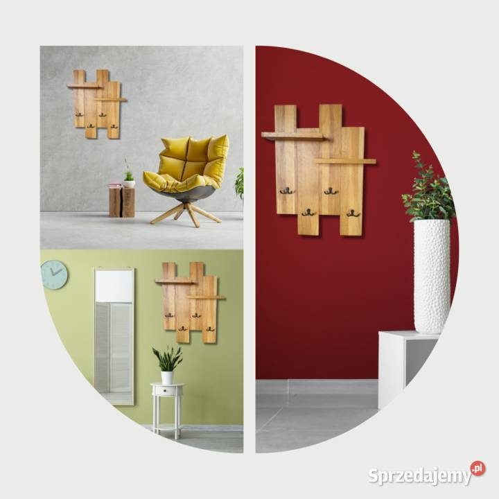 Wieszak drewniany loft wiszący na ścianę na 42cm Pszczyna sprzedam