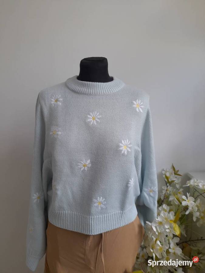 Sweter z wyszywanymi kwiatami HM S sprzedam