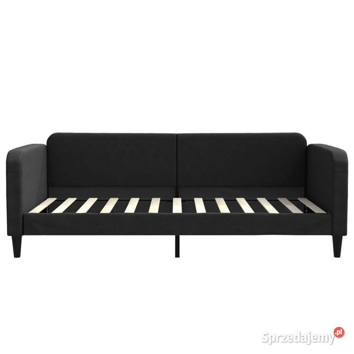 Sofa z funkcją spania czarna obita tkaniną 223cm Warszawa