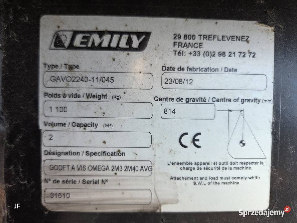 Łyżka EMILY 2 m3 szer 240 do ładowarki Manitou Gąsewo