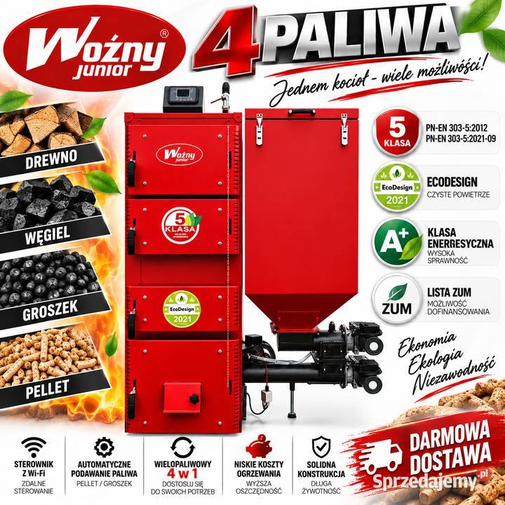 Kocioł piec co na pellet węgiel drewno groszek 4 Płock