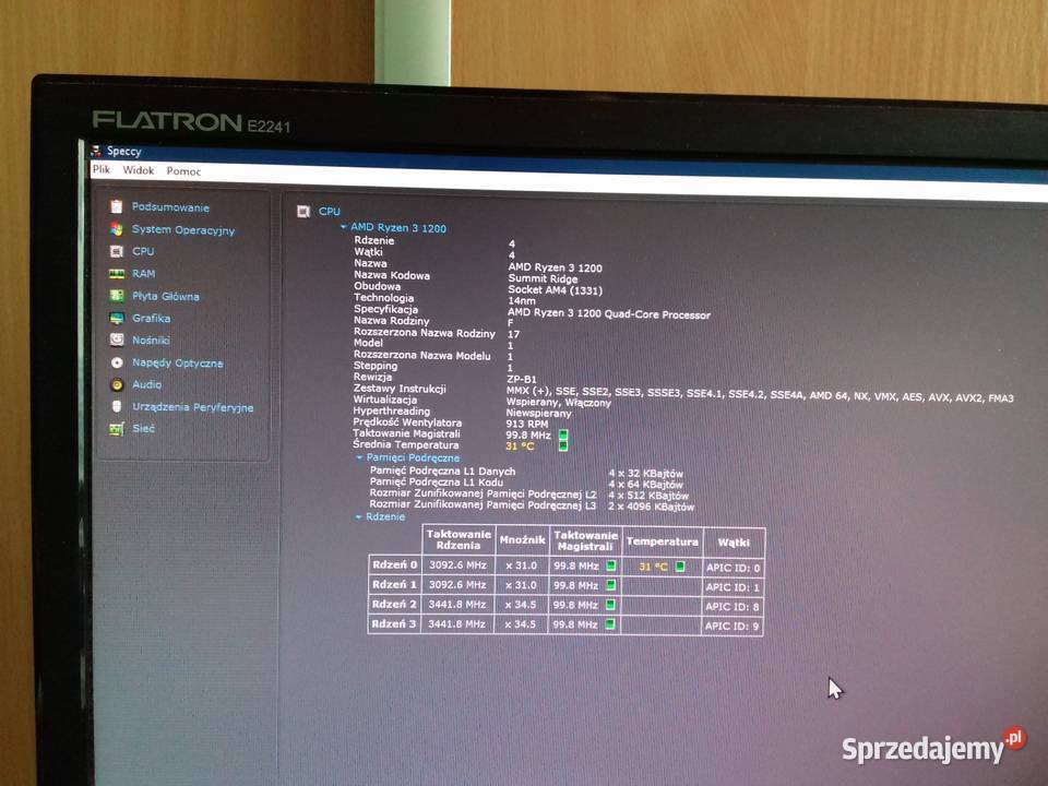 AMD Ryzen 3 1200 AE 4x31GHz AM4 8MB Sprawny AMD Bydgoszcz