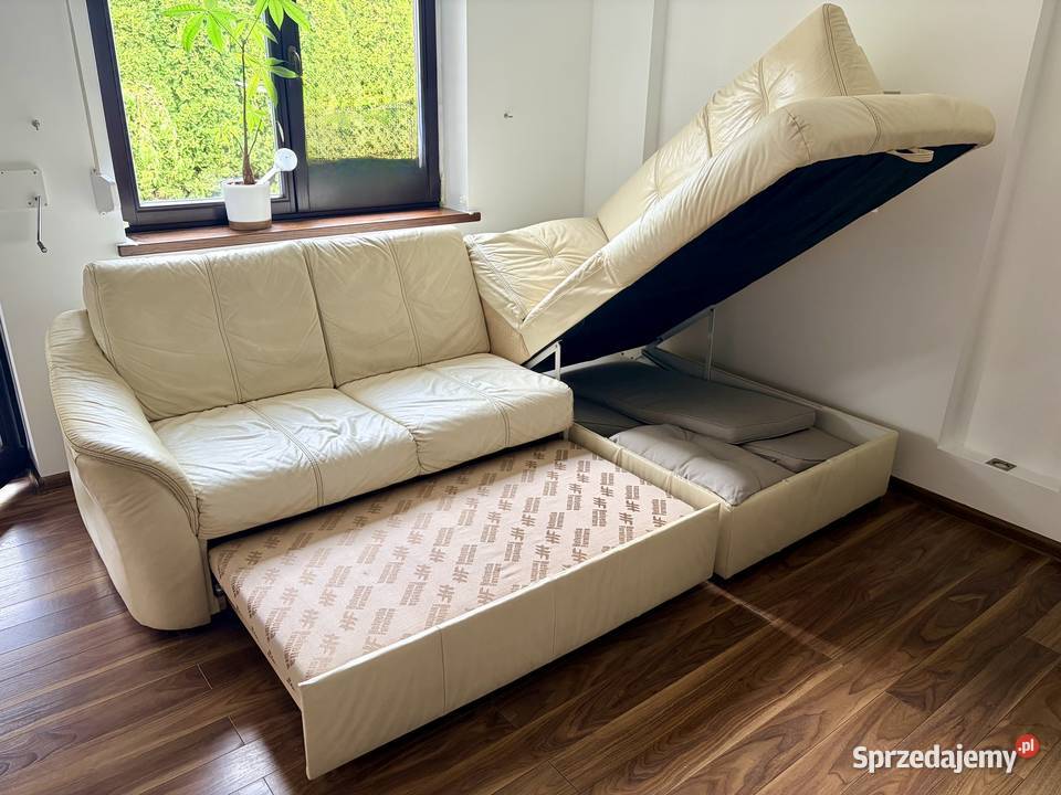 Skórzana narożna sofa z funkcją spania Narożniki Dobrzykowice