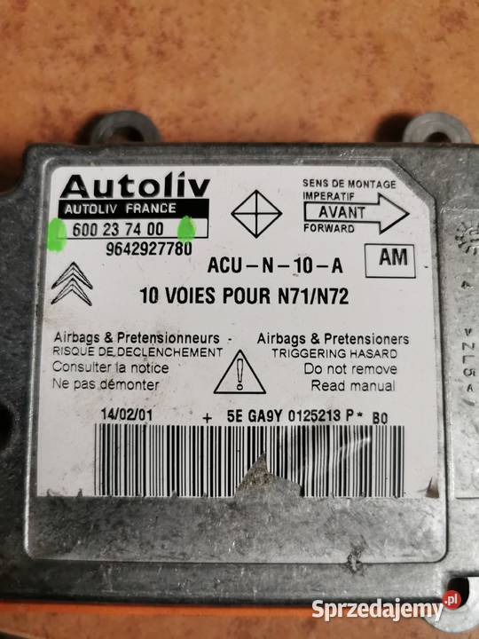 Sensor airbag CITROEN Xsara 9642927780 600 23 74 Margonin