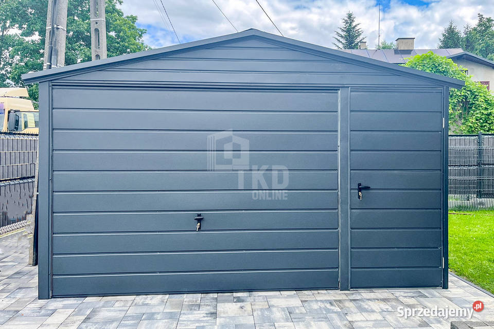Garaż blaszany 4x6m Brama uchylna drzwi antracyt Siedlce