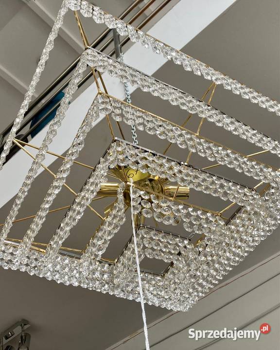 Żyrandol kryształowy kwadrat złoty opolskie Opole