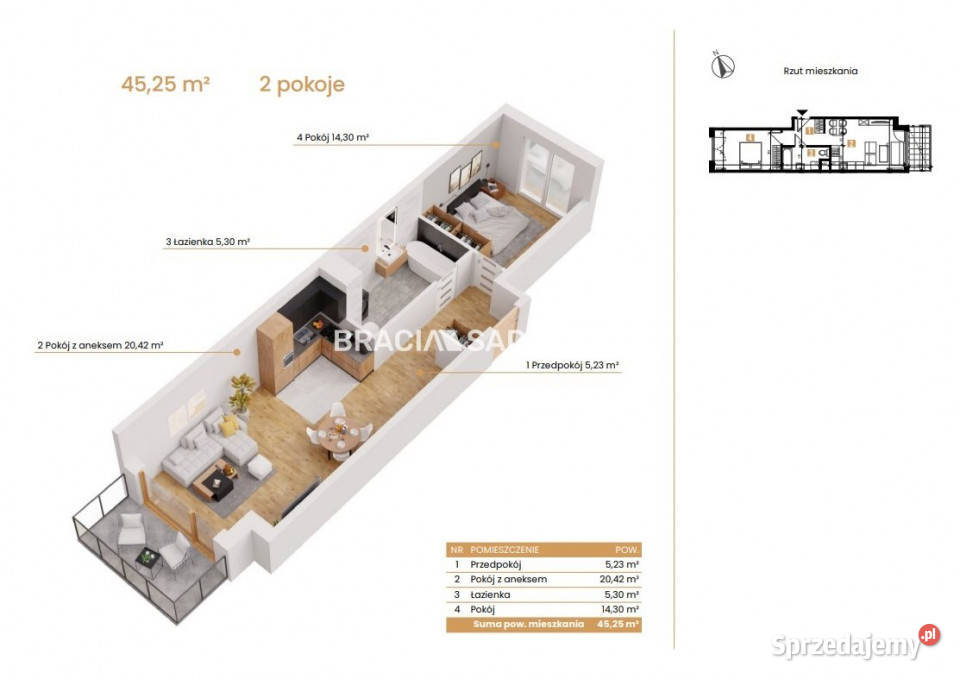 sprzedaży mieszkania Katowice 4525 metrów 2 45.25m2 Sprzedaż