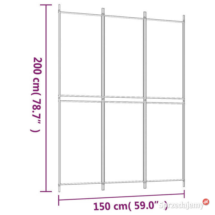 Parawan 3panelowy biały150x200 tkanina WM350226 Warszawa